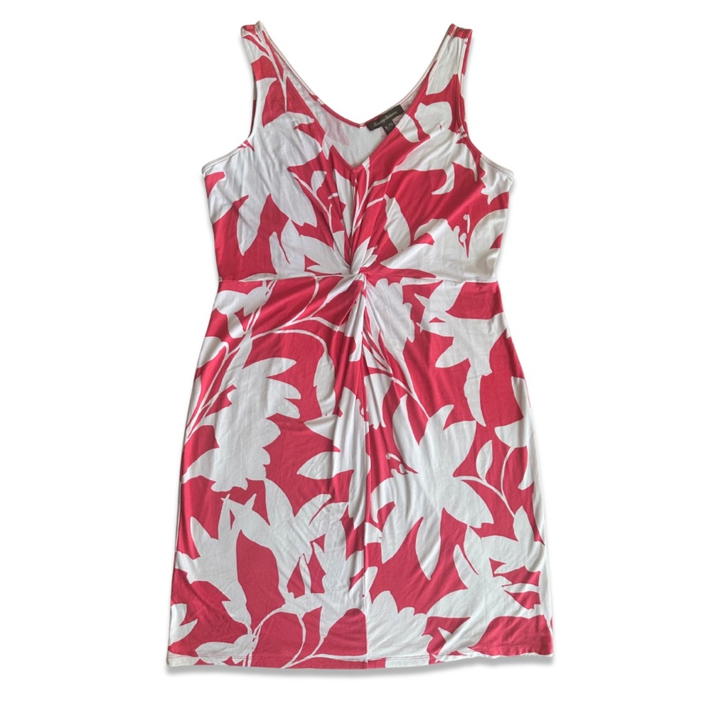 🏷️*Price Drop* Tommy Bahama Pink & White Floral Twist Front Mini Dress Size XL